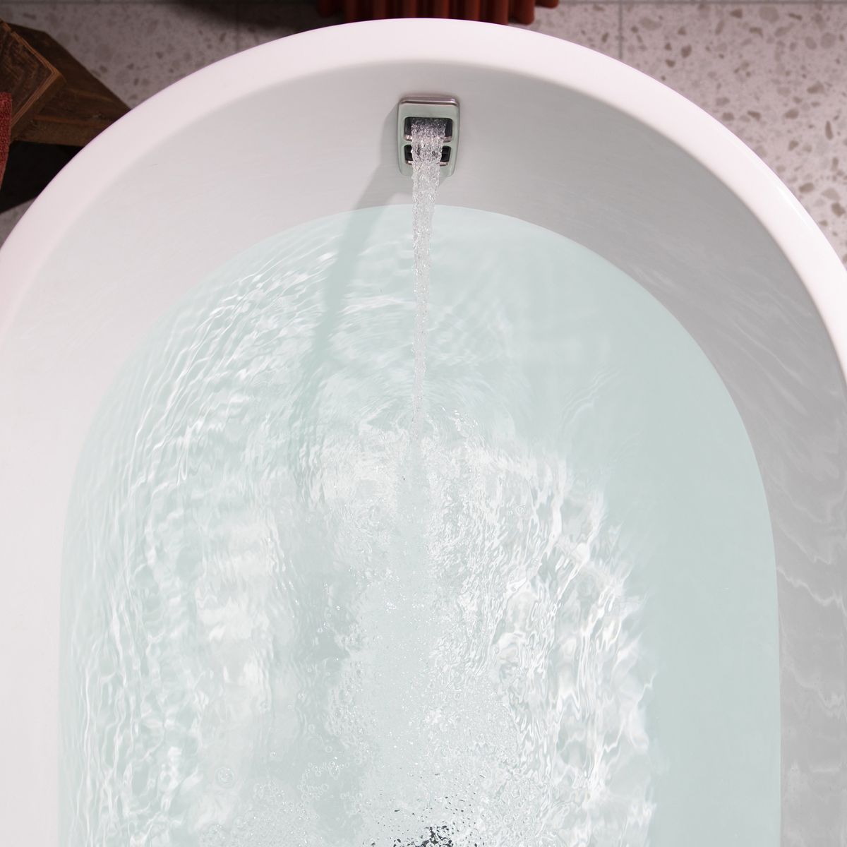 Arko 120 1500mm Freestanding Bath, White Gloss - Brushed Nickel Bezel & Waste