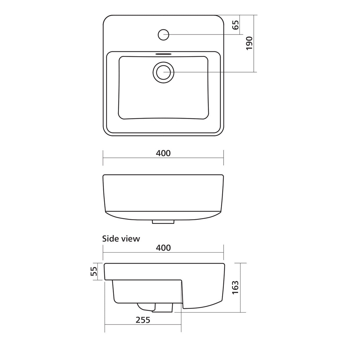 Seima Kyra 402 Ceramic Basin - White Gloss, 1 Taphole