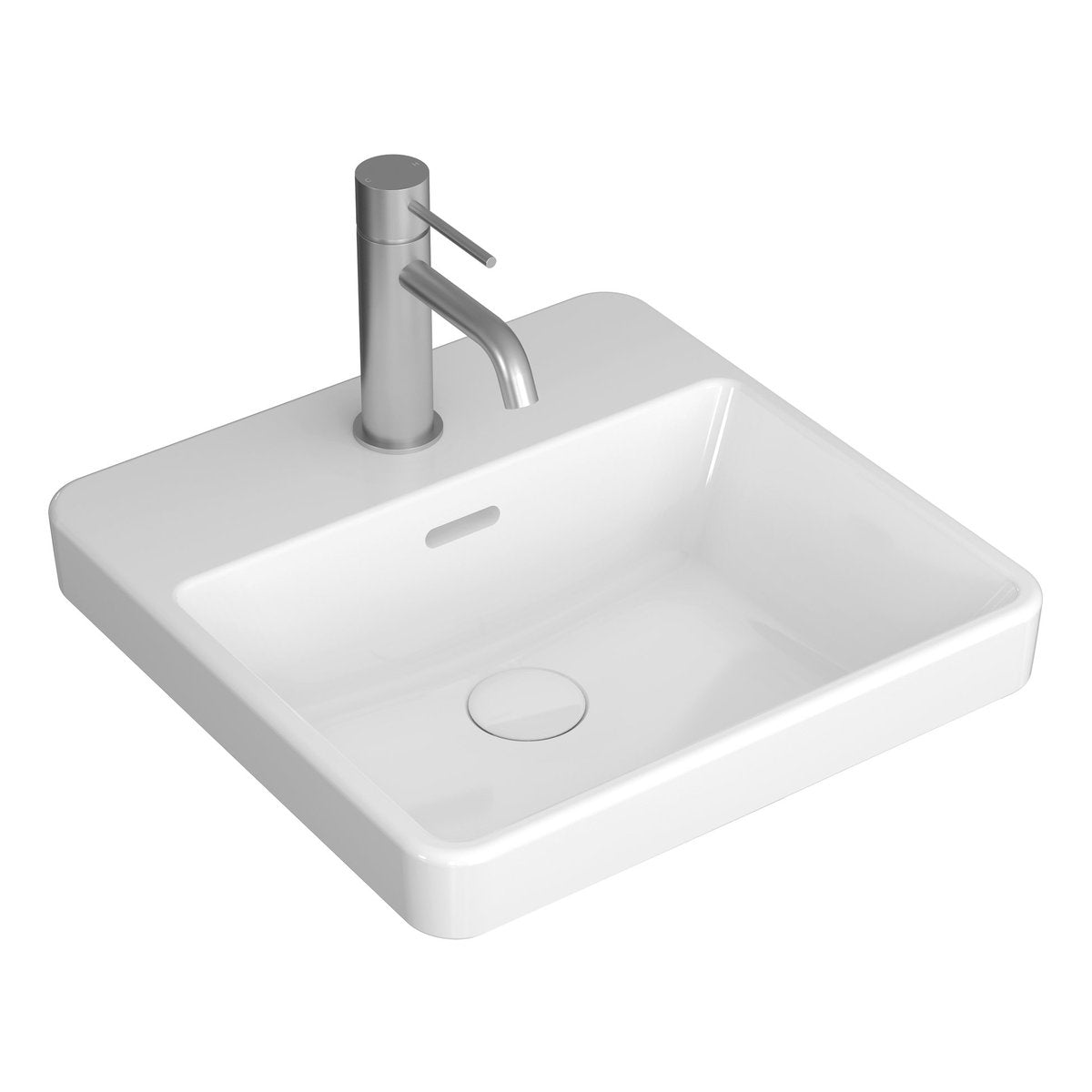 Seima Kyra 400 Ceramic Basin - White Gloss, 1 Taphole