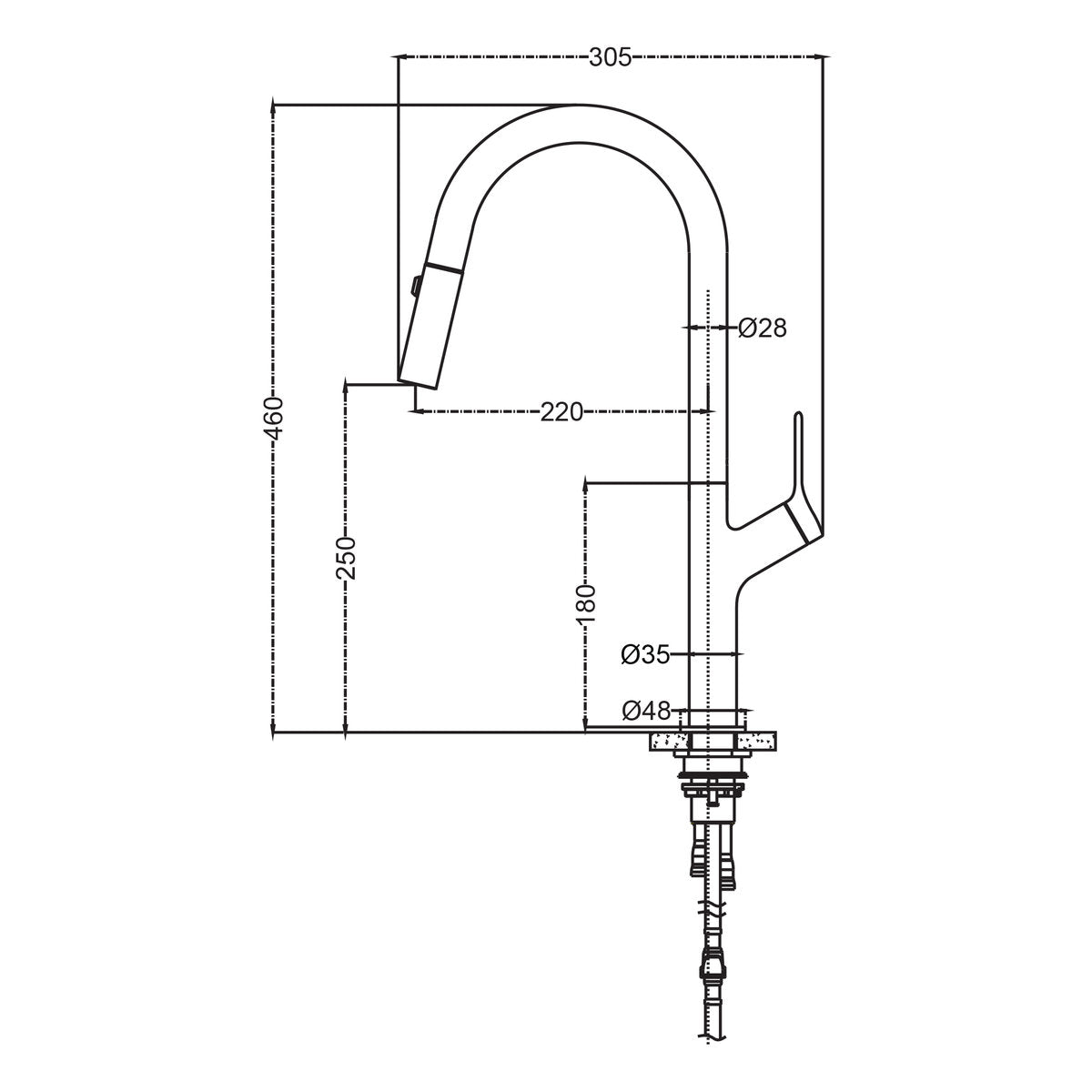 Seima Avida Pull Out Spray Sink Mixer - Lead Free - Black Matte