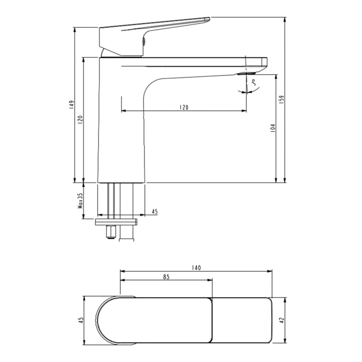Millennium Jenex Basin Mixer, Matte Black