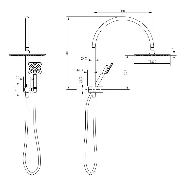 Millennium Jenex 250mm Dual Shower Chrome