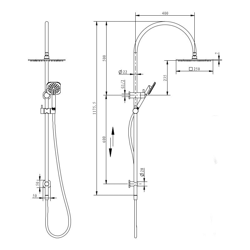 Millennium Jenex 250mm Combination Shower Chrome