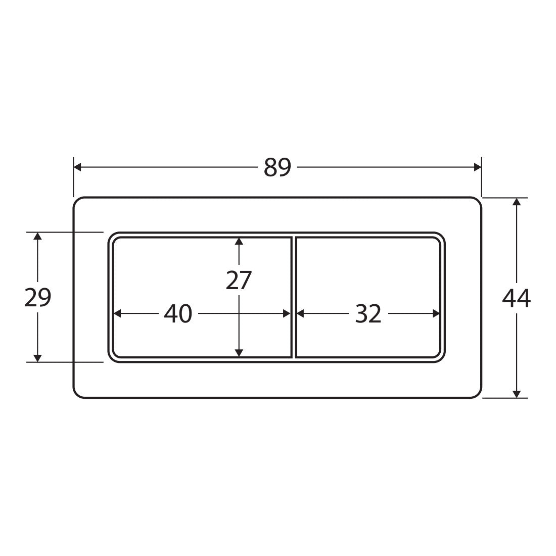 Rectangular Chrome Flush Buttons
