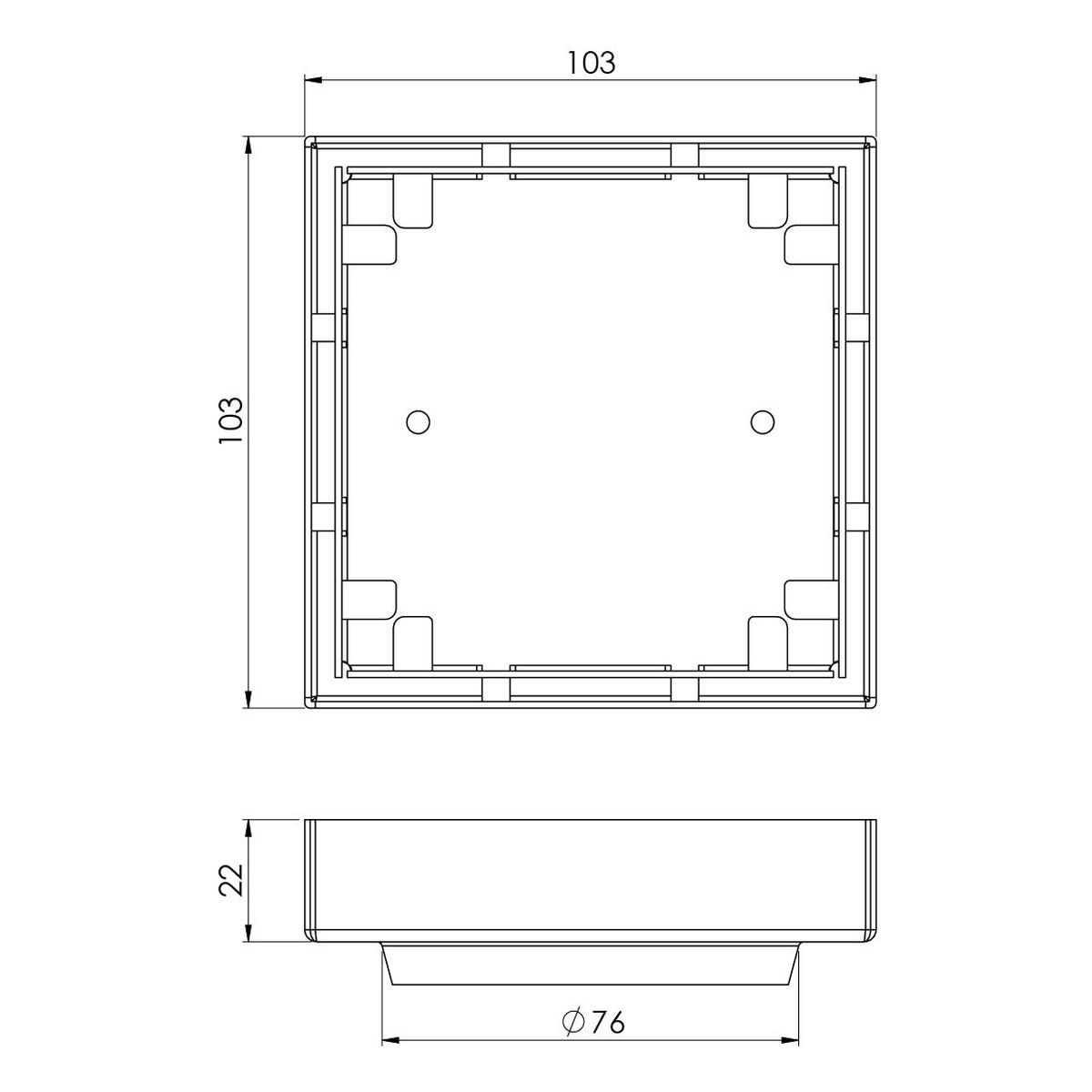 Phoenix Point Drain TI 100mm Outlet 76mm - Matte Black