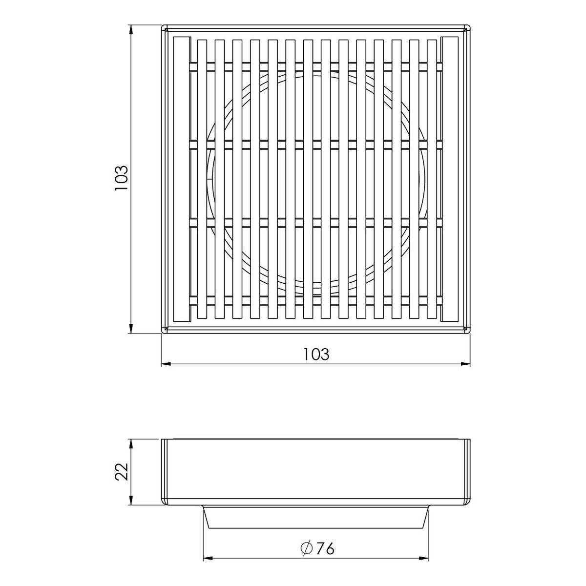 Phoenix Point Drain HG 100mm Outlet 76mm - Stainless Steel