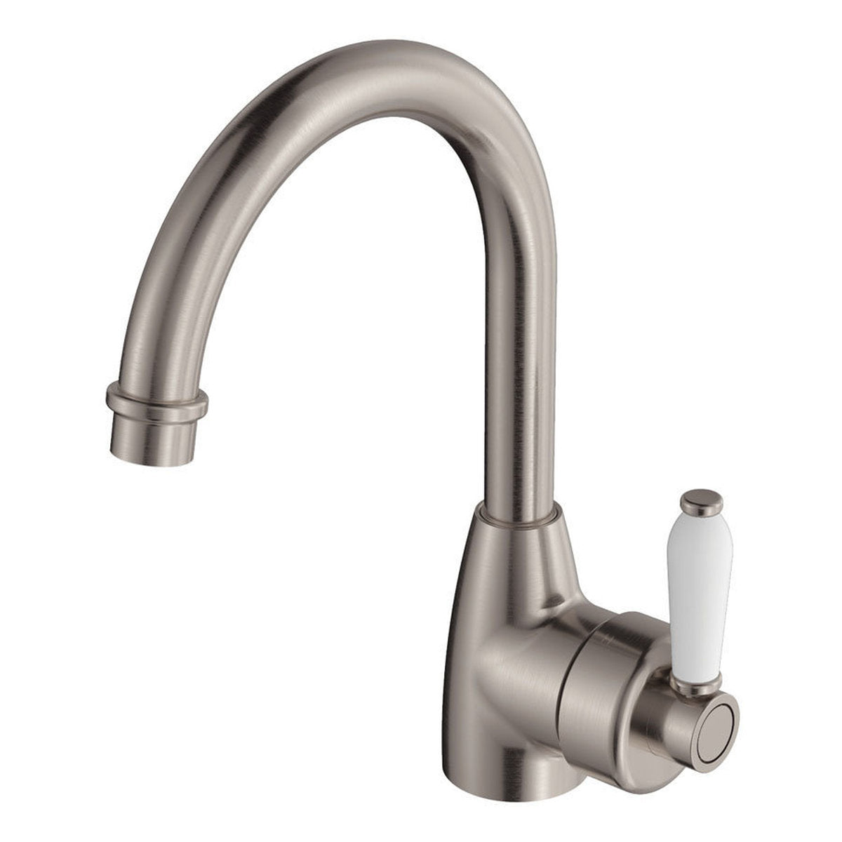 Fienza Eleanor Gooseneck Basin Mixer, Brushed Nickel/Ceramic - Lead Free