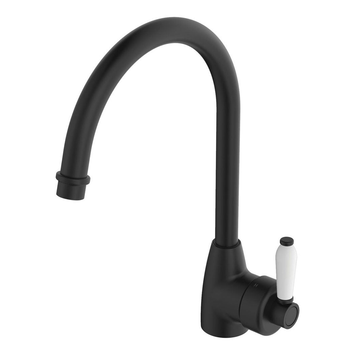 Eleanor Gooseneck Sink Mixer, Matte Black/Ceramic