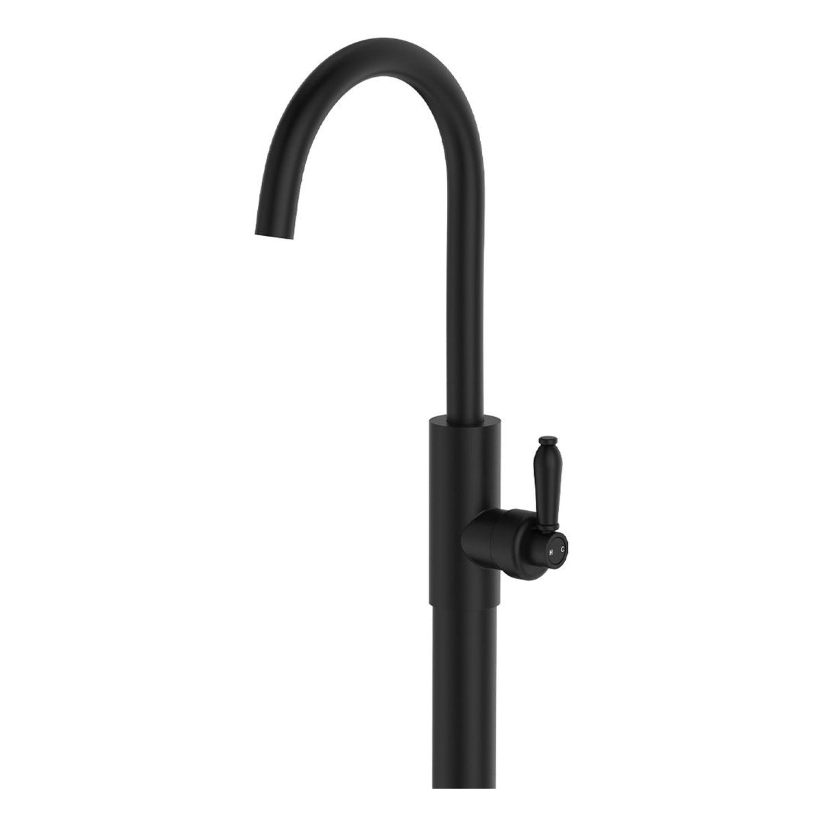 Fienza Eleanor Floor Mounted Basin/Bath Mixer, Matte Black/Matte Black