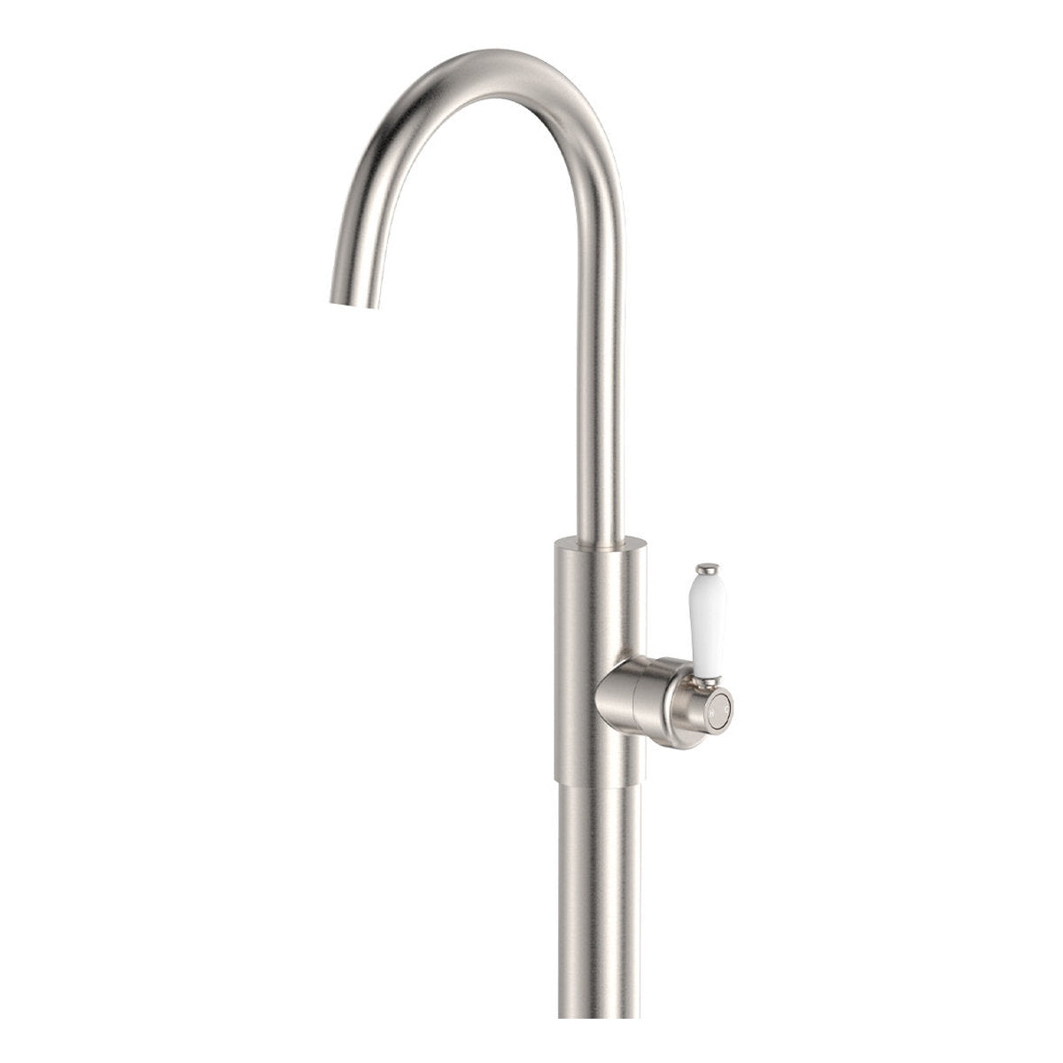Fienza Eleanor Floor Mounted Basin/Bath Mixer, Brushed Nickel/Ceramic