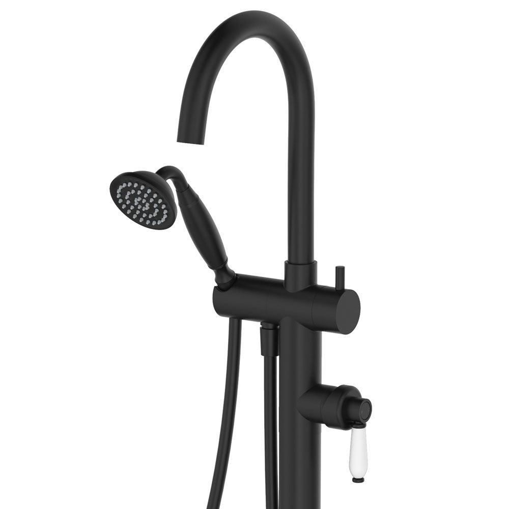 Eleanor Floor Mixer & Shower, Matte Black - 202113BK