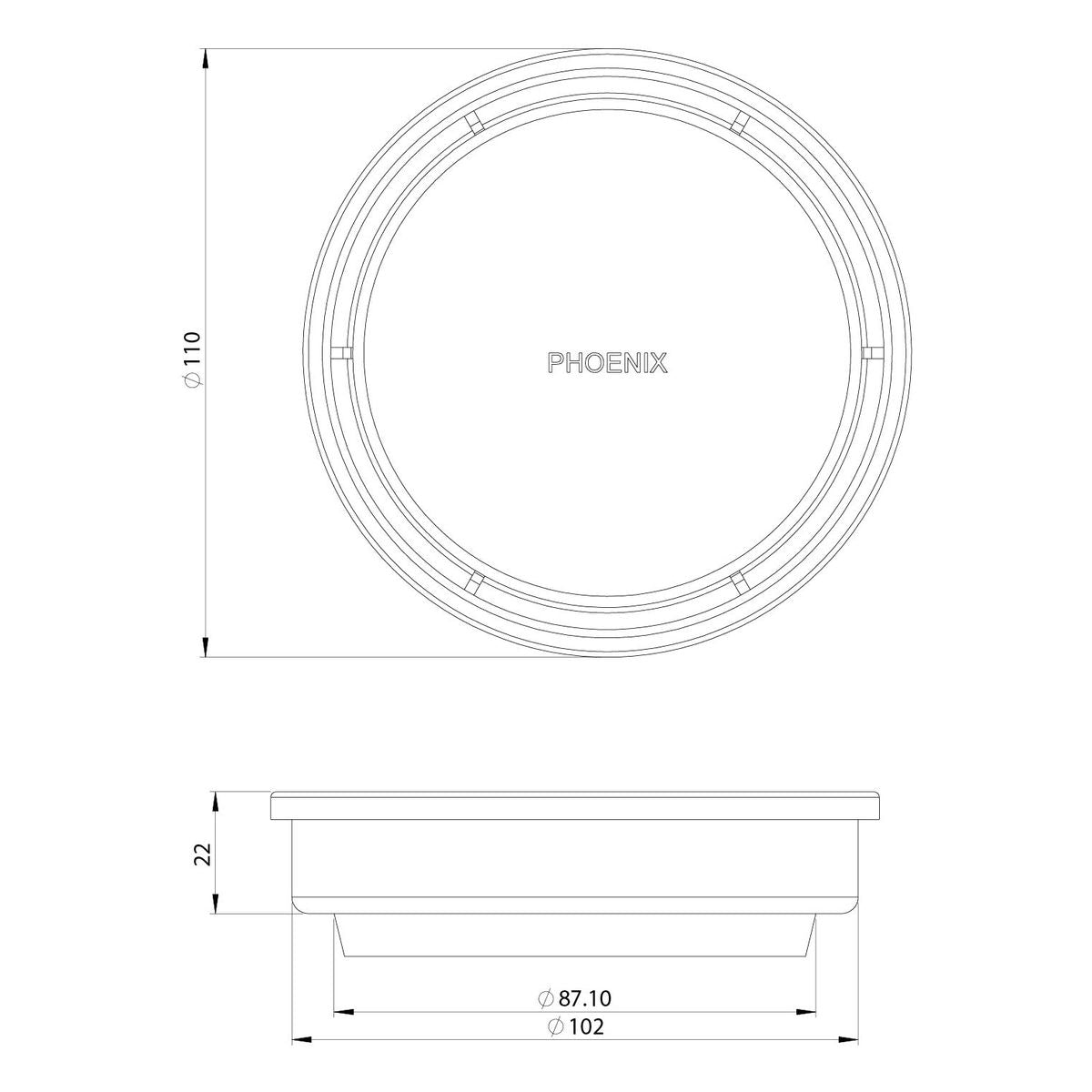 Phoenix Point Drain Round 100mm Outlet 90mm - Stainless Steel