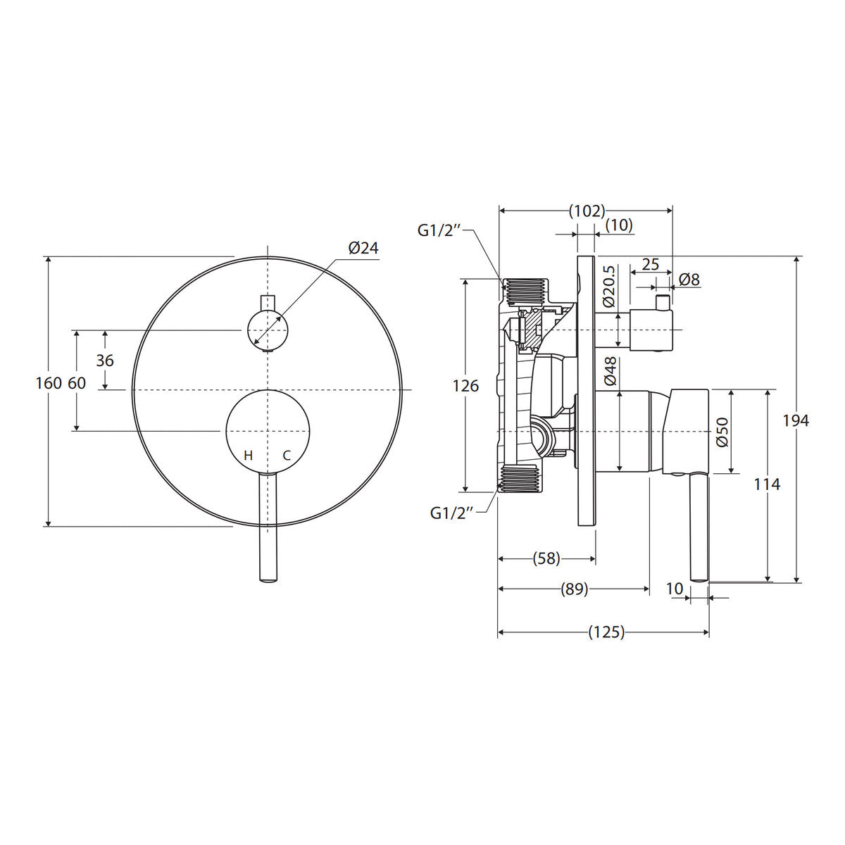 Fienza Isabella Wall Diverter Mixer