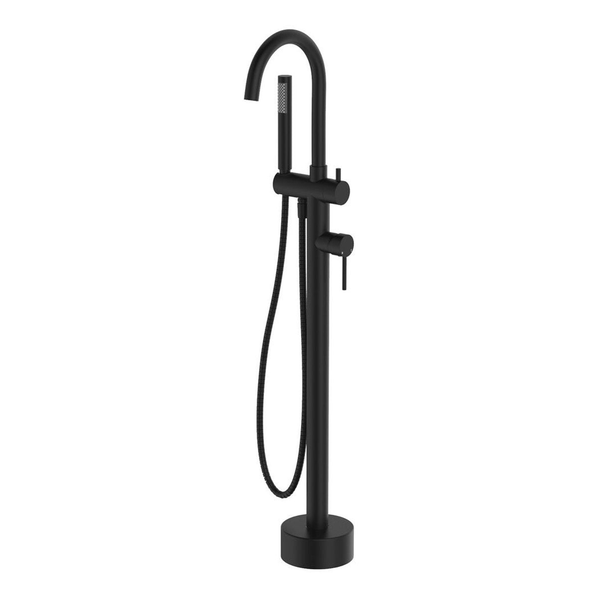 Fienza Kaya Floor Mounted Bath Mixer With Hand Shower, Matte Black