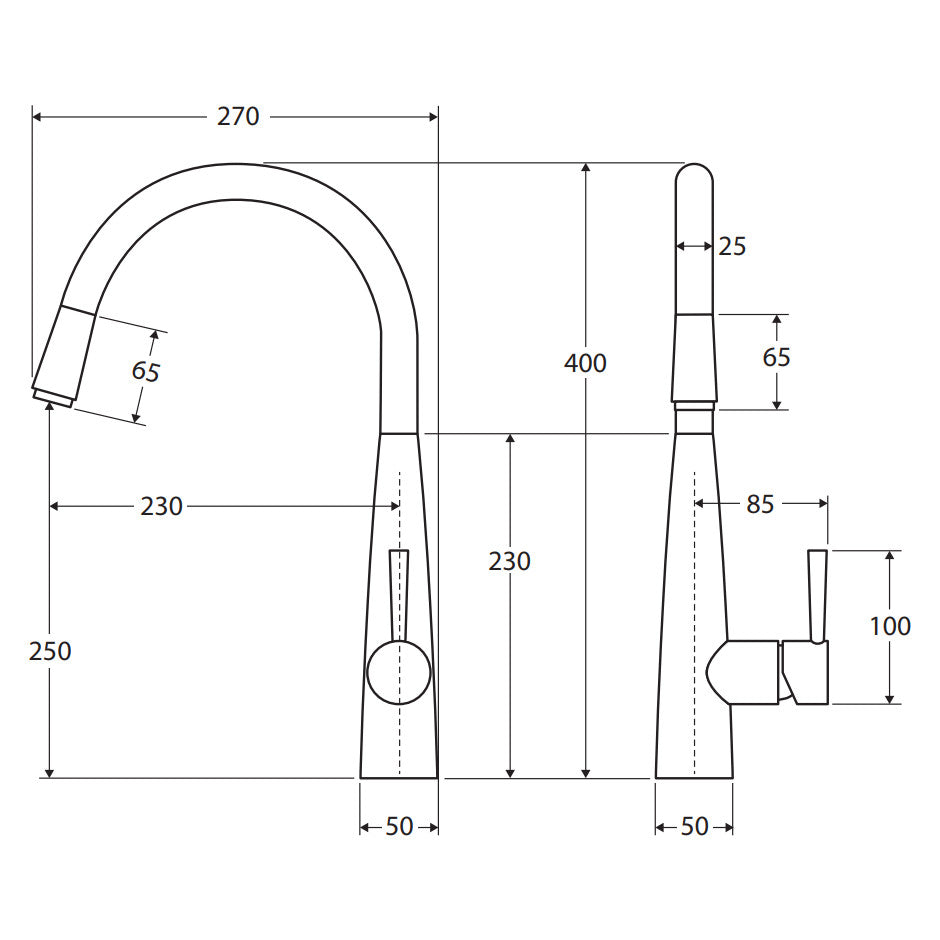 Hustle Deluxe Gooseneck Pull-Out Kitchen Mixer, Matte Black