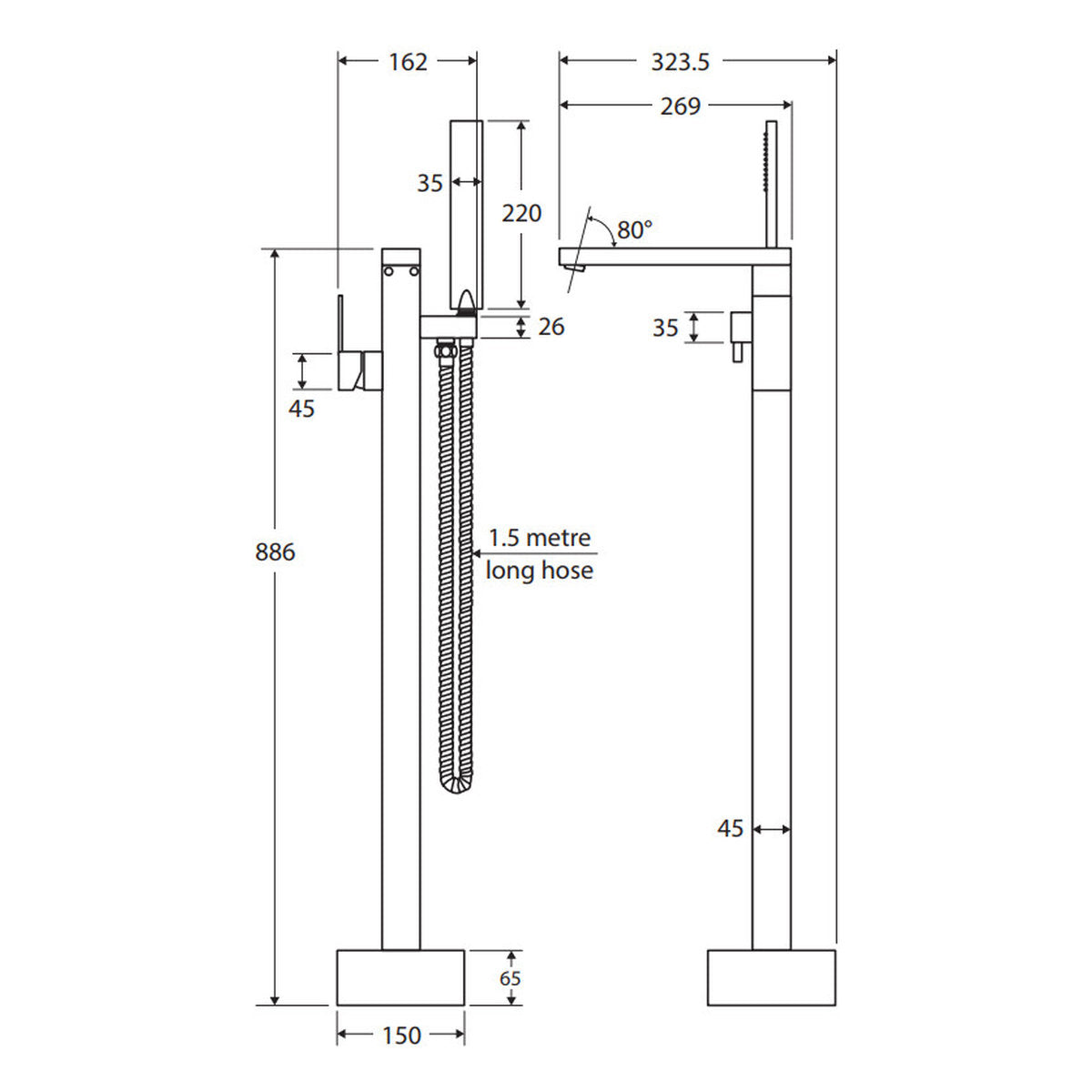 Fienza Jet Floor Standing Mixer & Shower