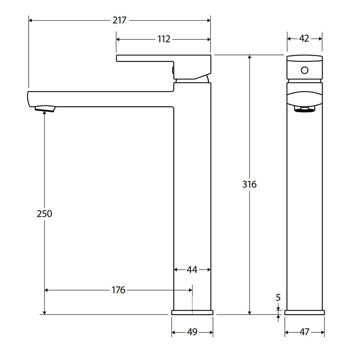 Koko Tall Basin Mixer, Matte Black