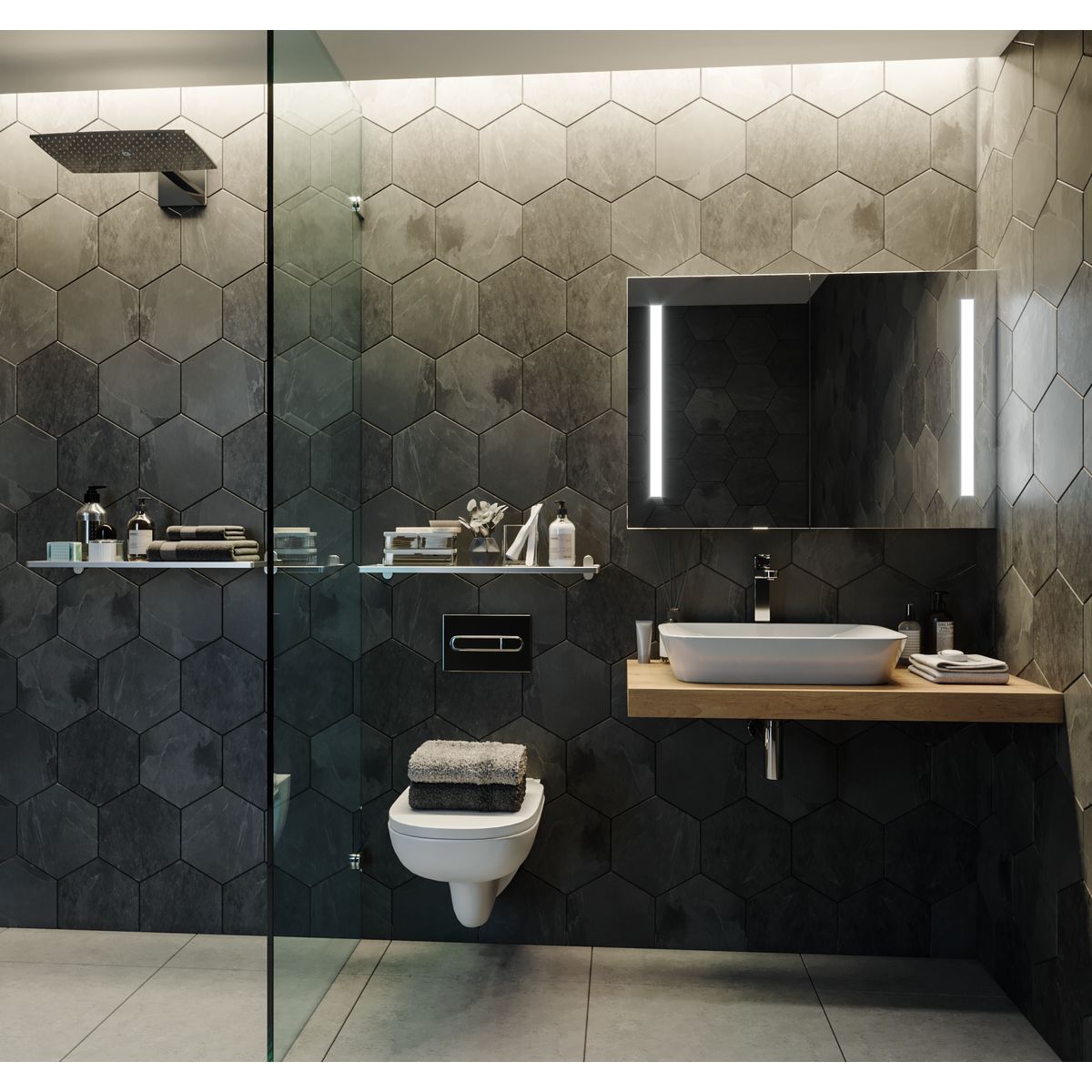 Amber LED Mirror Cabinet A90D 900mm x 700mm