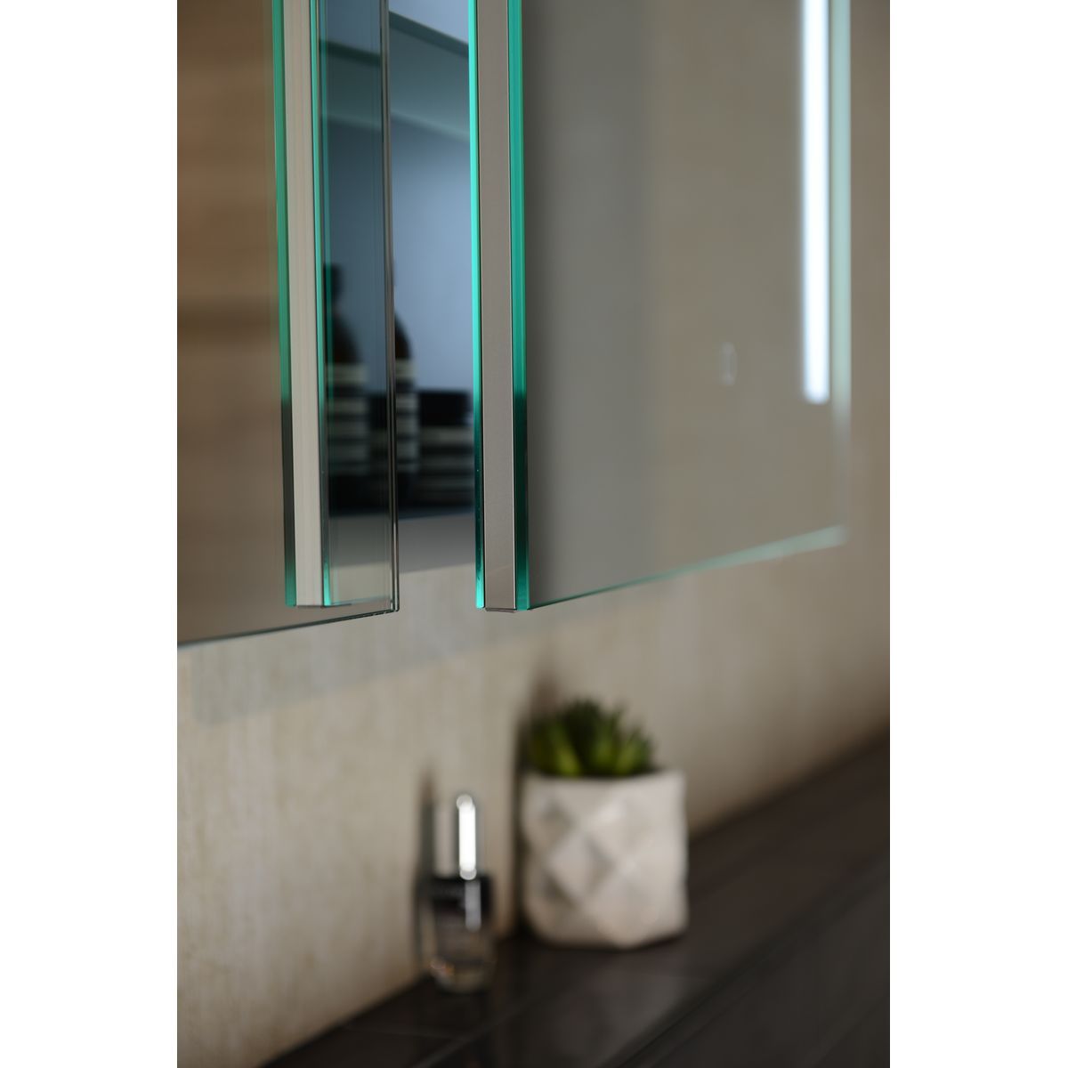 Amber LED Mirror Cabinet A90D 900mm x 700mm