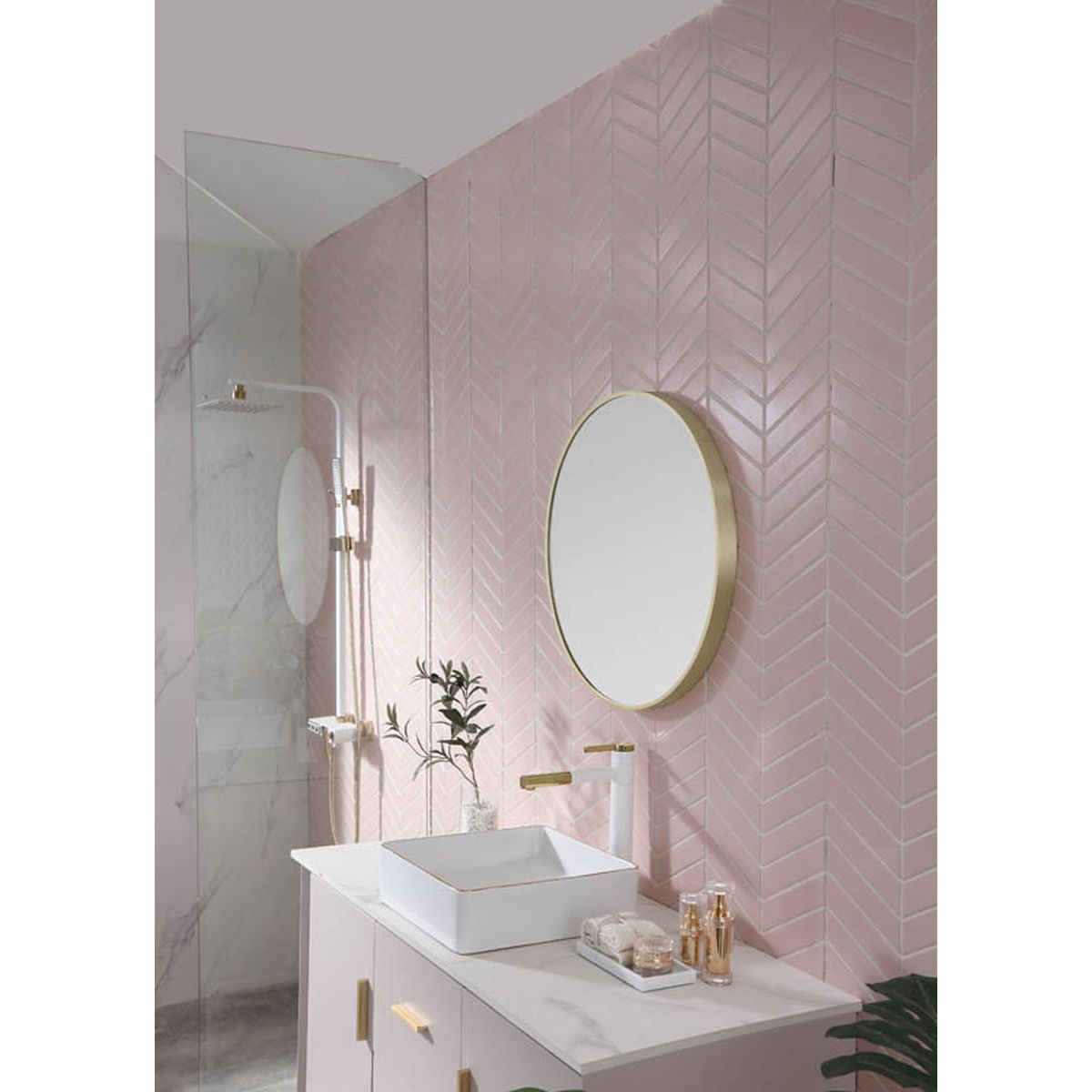 Modern Round Mirror MR61-BB Brushed Brass