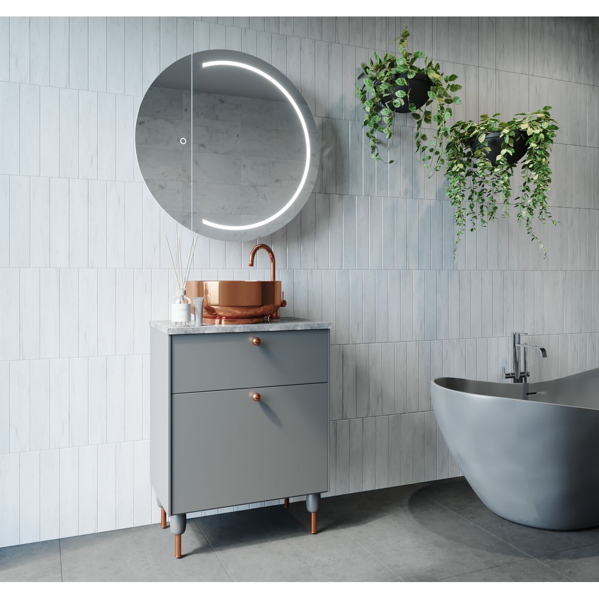Pearl LED Mirror Cabinet P90D 900mm x 900mm