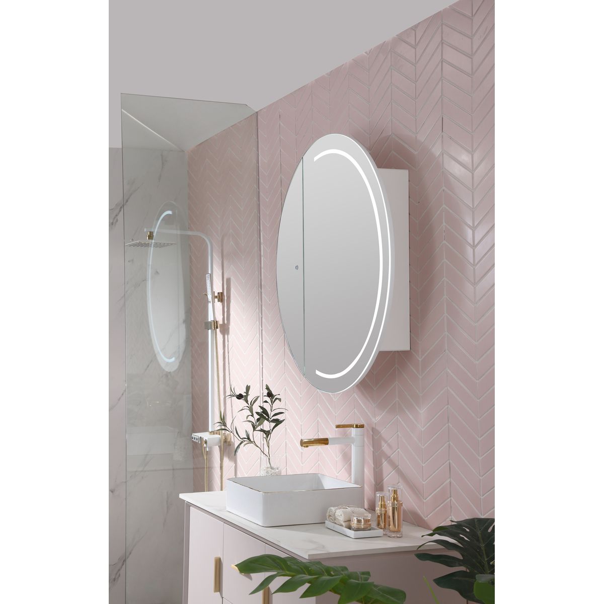 Pearl LED Mirror Cabinet P90D 900mm x 900mm