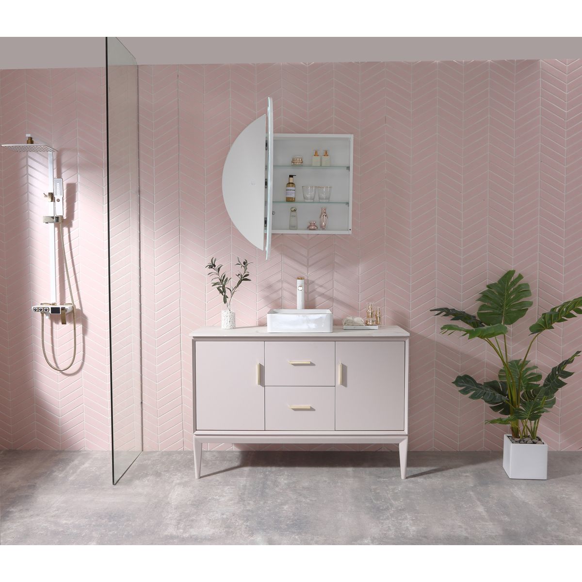 Pearl LED Mirror Cabinet P90D 900mm x 900mm