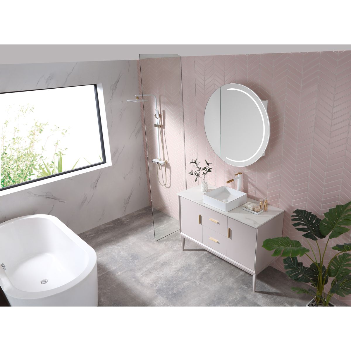 Pearl LED Mirror Cabinet P90D 900mm x 900mm