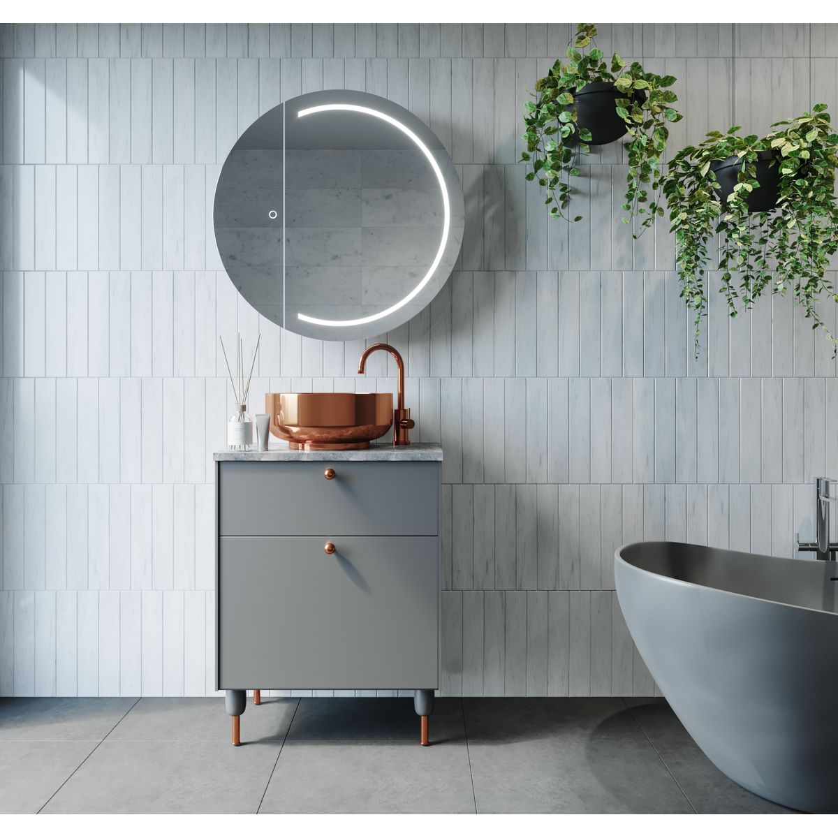 Pearl LED Mirror Cabinet P90D 900mm x 900mm