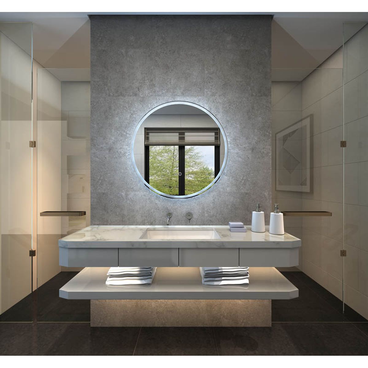 Sphere 800 LED Mirror with Portable Magnifier - Frameless