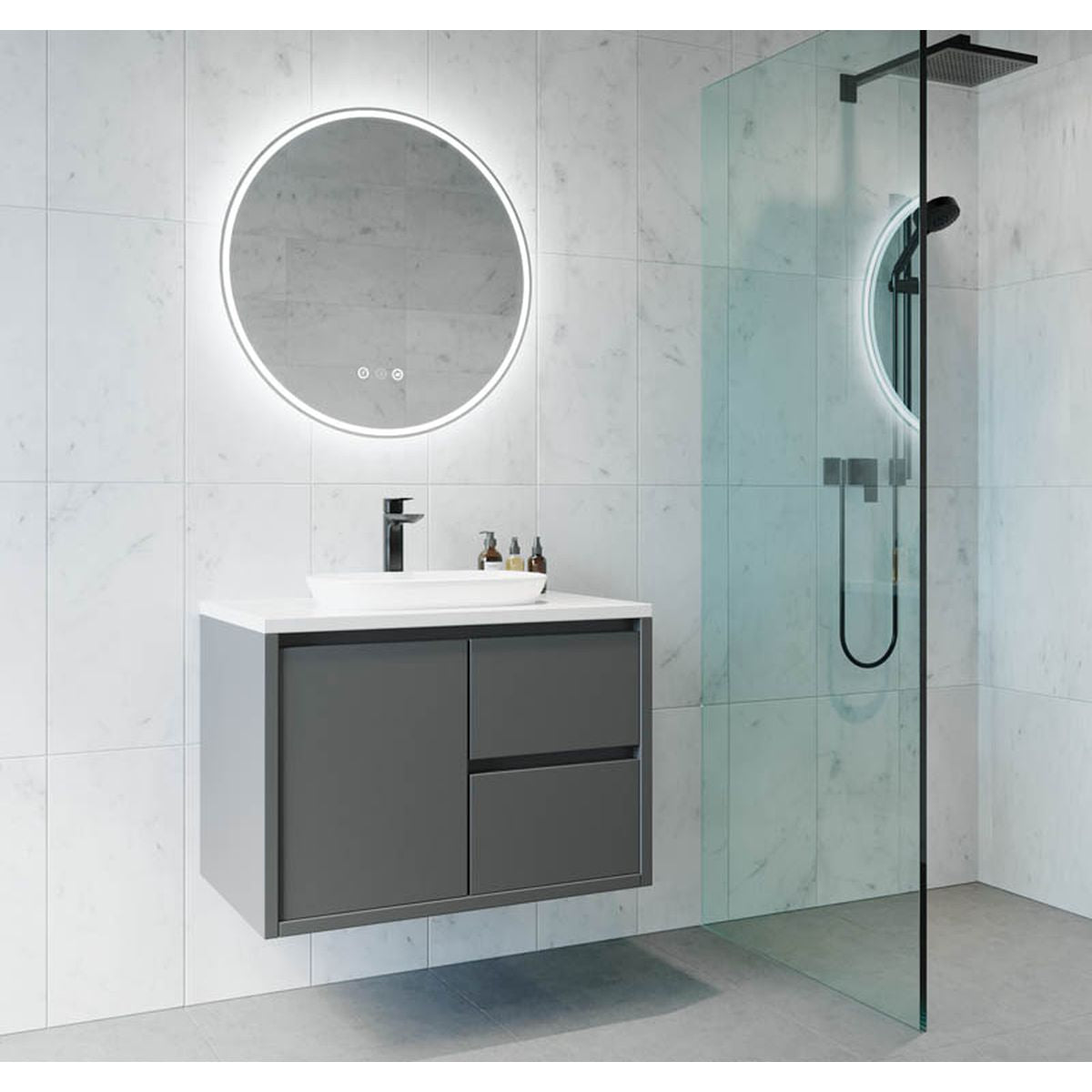 Sphere 800 LED Mirror with Dimester and Portable Magnifier - Frameless