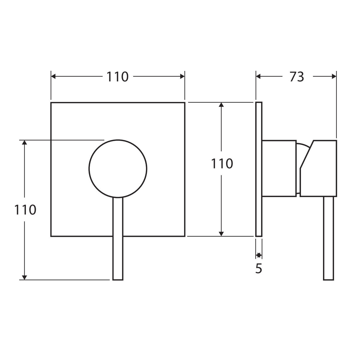 Fienza Hustle Wall Mixer, Square Plate