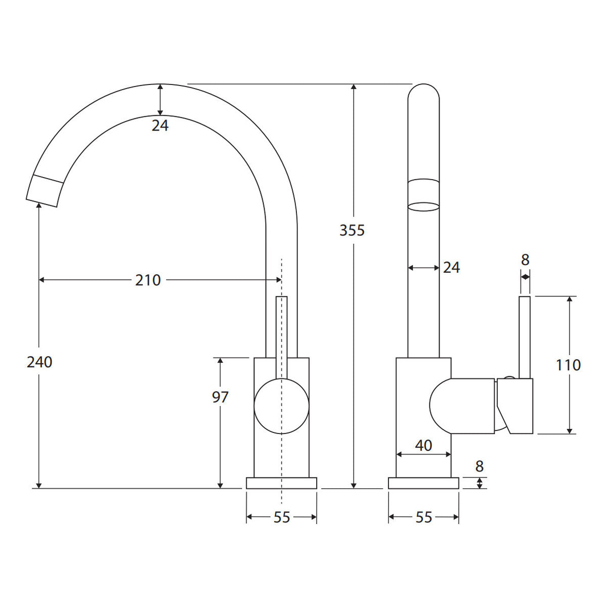 Fienza Hustle Gooseneck Sink Mixer