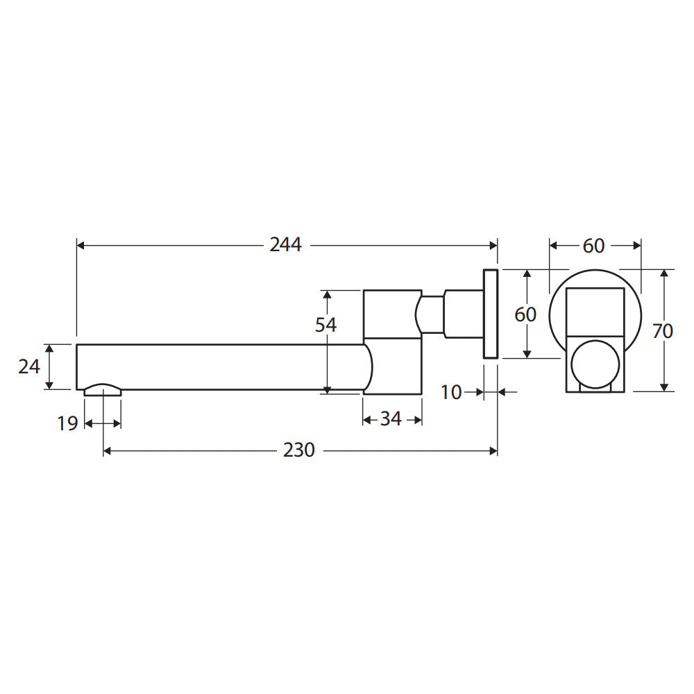 Hustle Swivel Bath Outlet, Matte Black