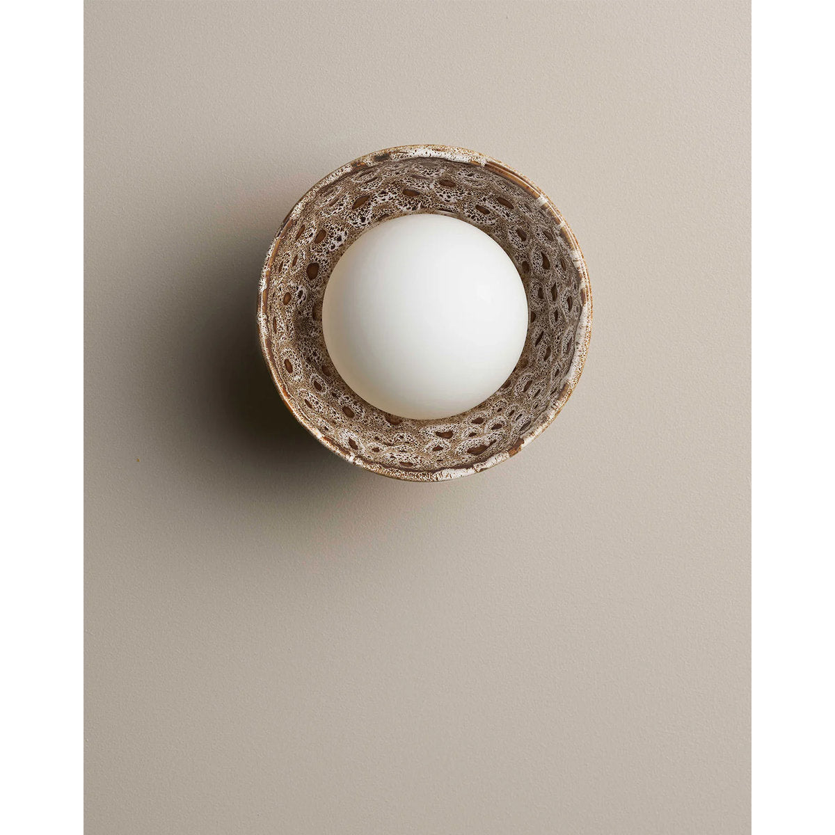 Robert Gordon Ceramic Wall Bowl Sconce Light, White Ochre