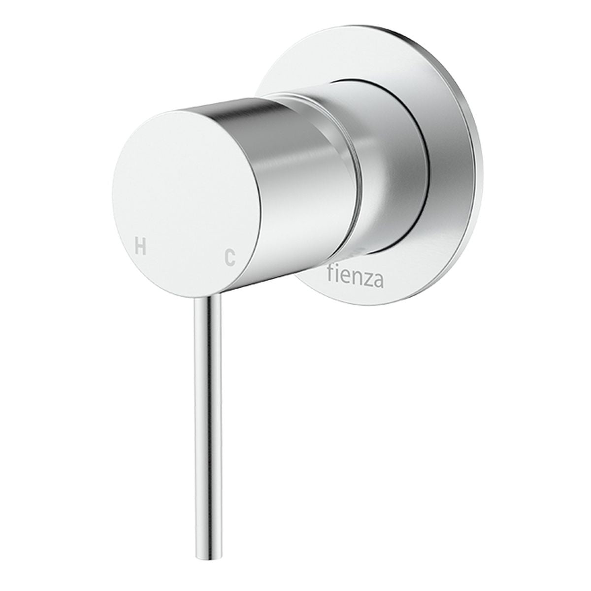 Fienza Kaya Outdoor Living Wall Mixer, Round Plate, Brushed Stainless Steel