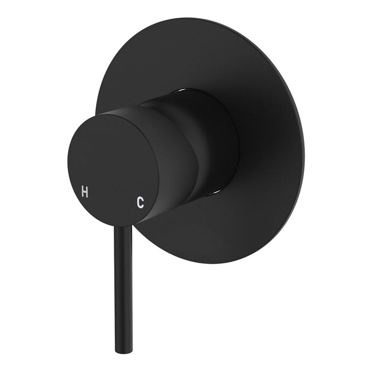 Fienza Kaya Wall Mixer, Large Round Plate, Matte Black - Lead Free