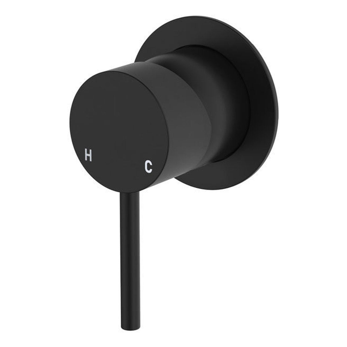 Fienza Kaya Wall Mixer, Small Round Plate, Matte Black - Lead Free