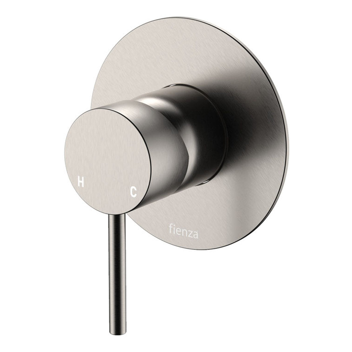 Fienza Kaya Wall Mixer, Large Round Plate, Brushed Nickel
