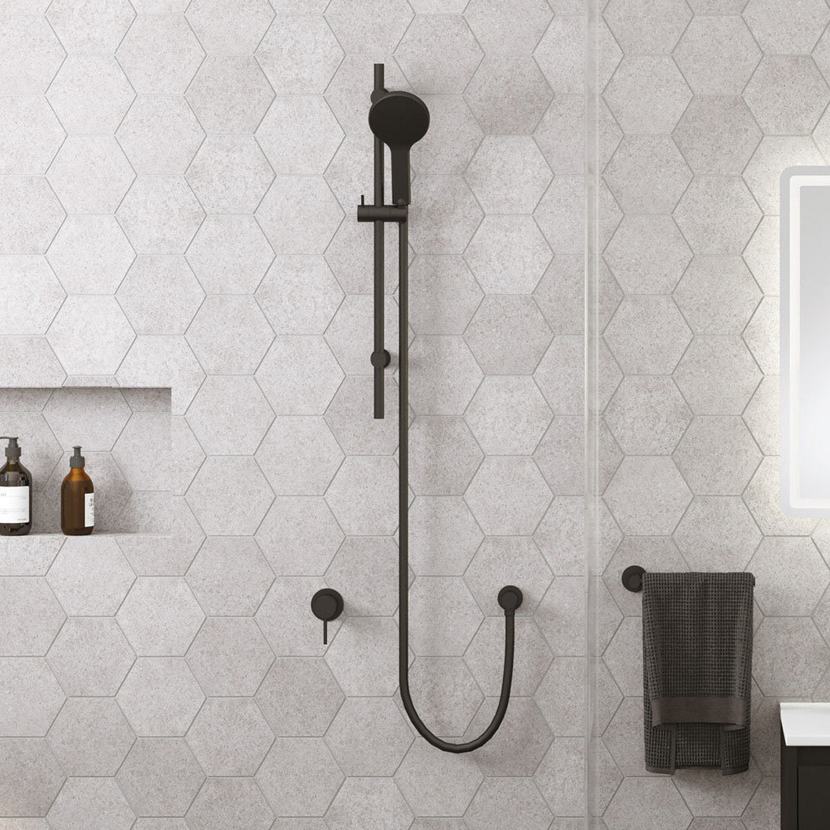 Fienza Kaya Wall Mixer, Small Round Plate, Matte Black - Lead Free