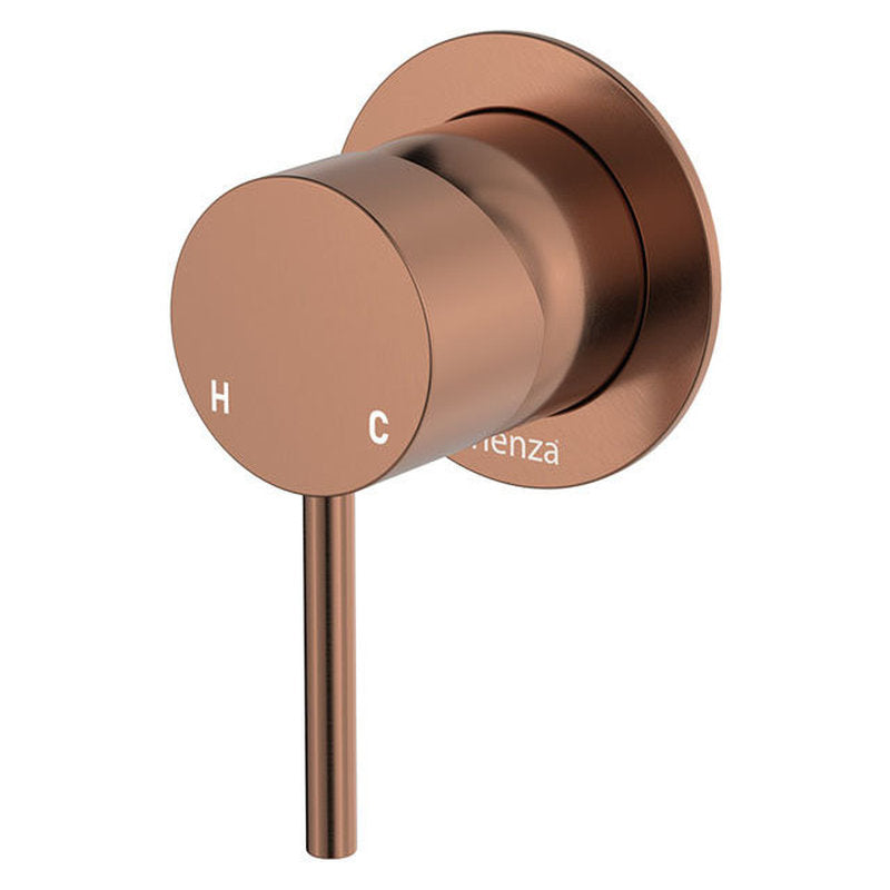 Fienza Kaya Wall Mixer, Small Round Plate, Brushed Copper