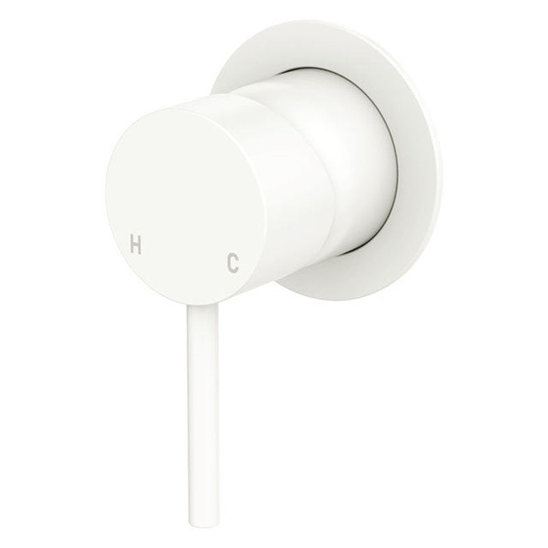 Fienza Kaya Wall Mixer, Small Round Plate, Matte White