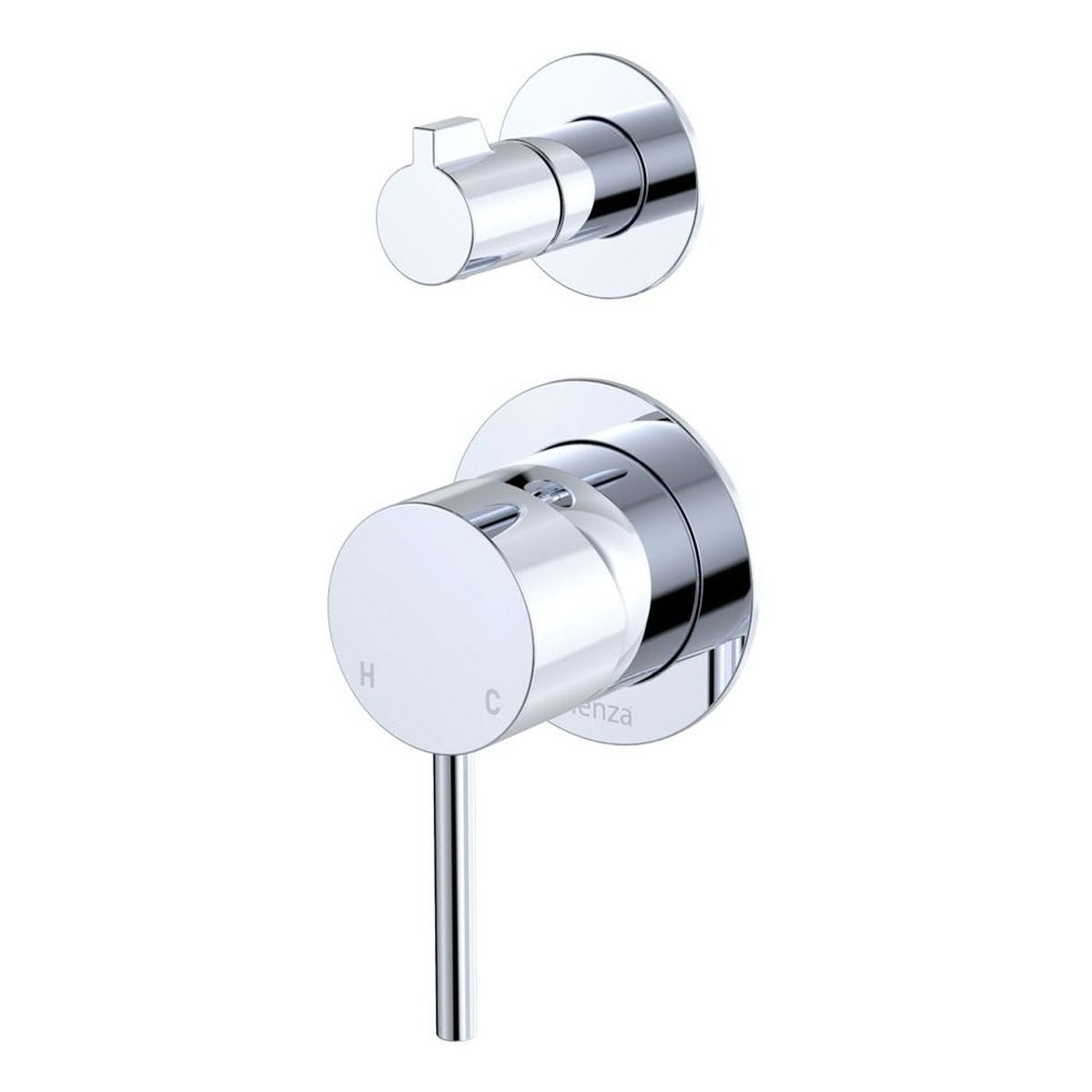 Fienza Kaya Wall Diverter Mixer, Small Round Plates, Chrome