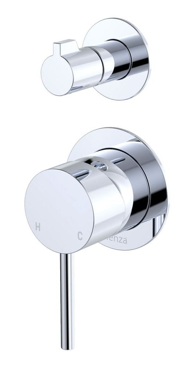Fienza Kaya Wall Diverter Mixer, Small Round Plates, Chrome