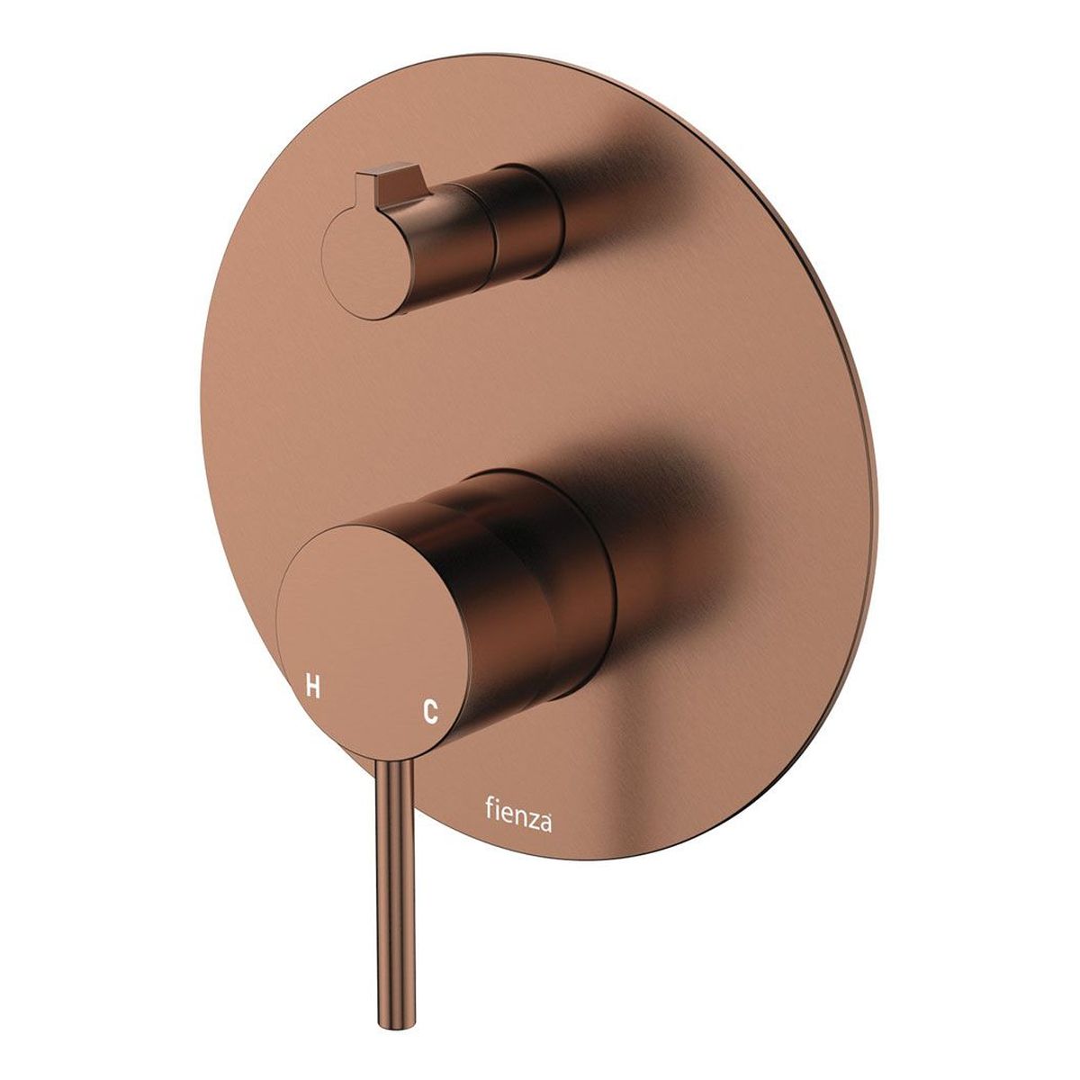 Kaya Wall Diverter Mixer, Large Round Plate, Brushed Copper