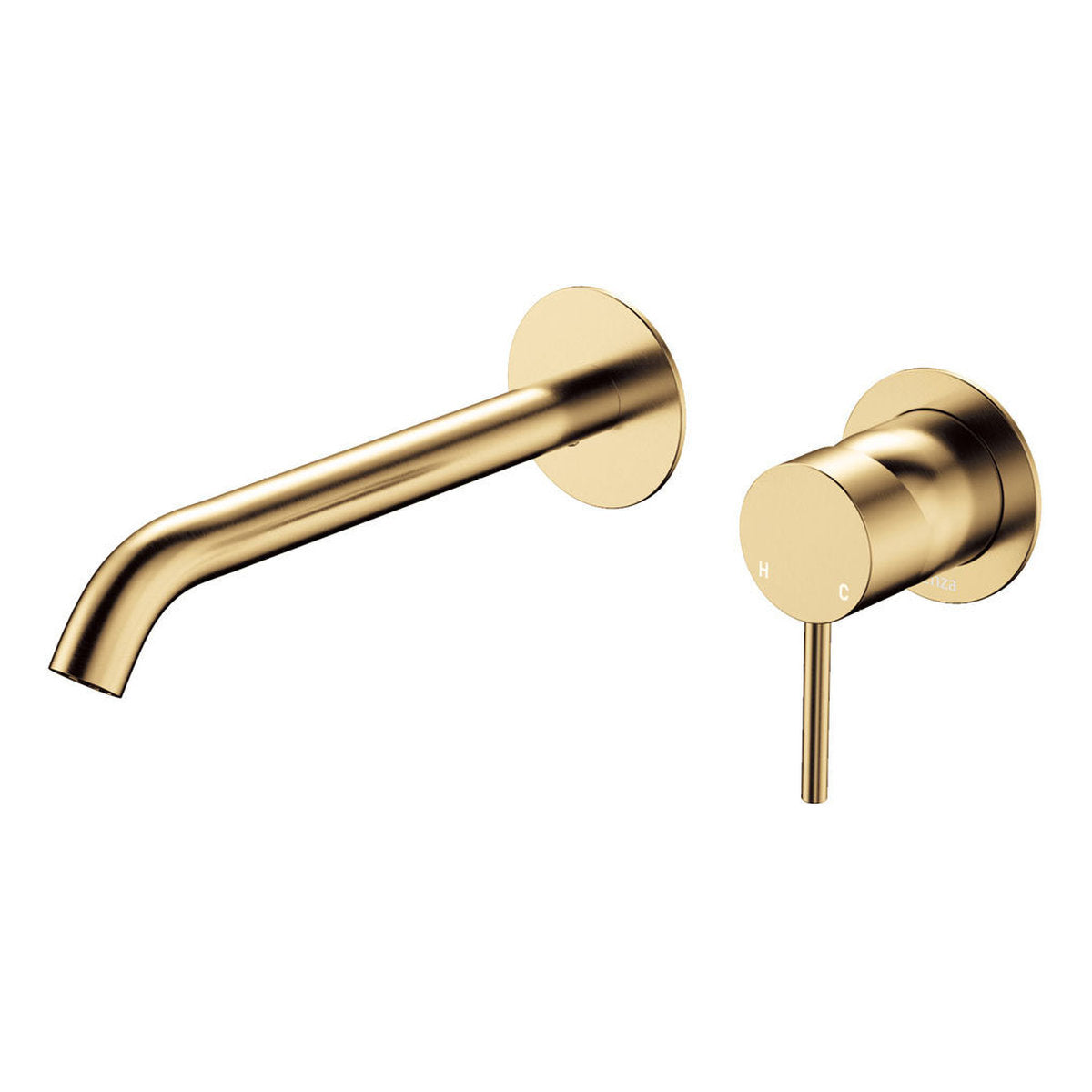 Fienza Kaya Basin/Bath Wall Mixer Dress Kit, Round Plates, 200mm Outlet, Urban Brass - Lead Free