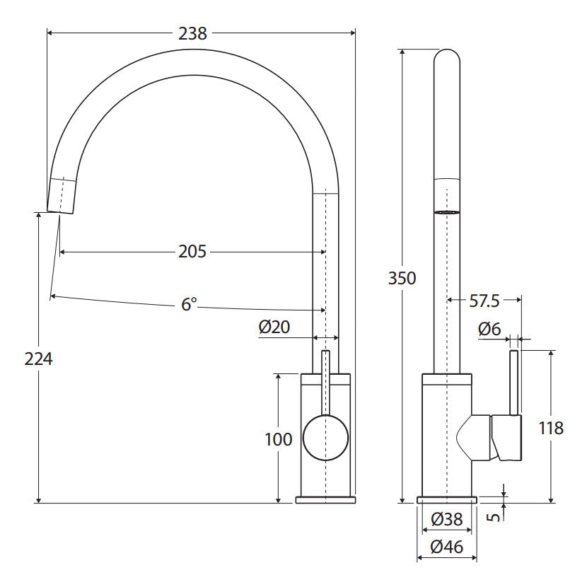 Kaya Sink Mixer, Matte White