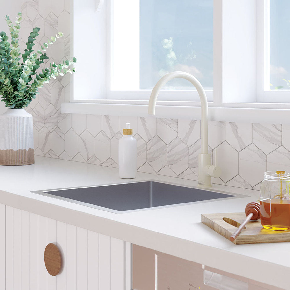 Fienza Kaya Ambience Sink Mixer, Gloss Warm White