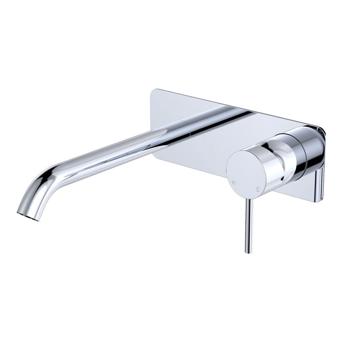 Kaya Basin/Bath Wall Mixer Set, Rectangular Plate, 200mm Outlet, Chrome