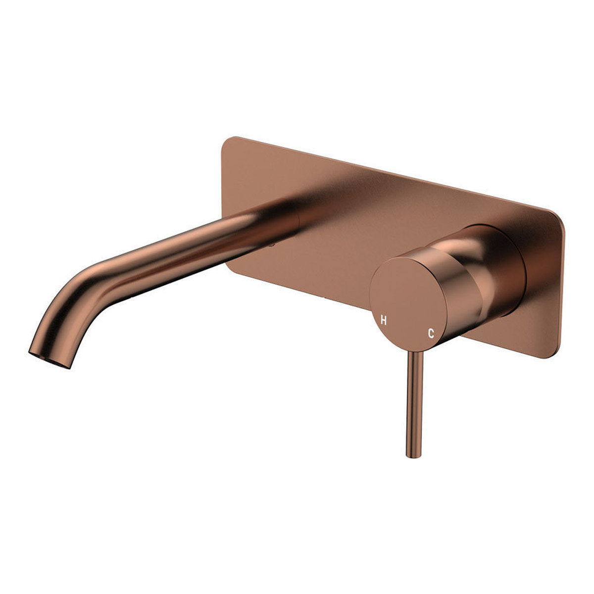Fienza Kaya Basin/Bath Wall Mixer Set, Rectangular Plate, 160mm Outlet, Brushed Copper - Lead Free